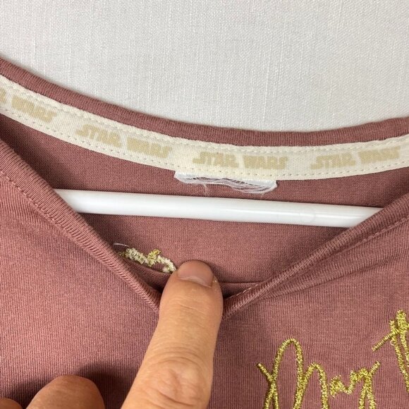 Star Wars Cap Sleeve Fitted Tee Womens Medium May The Force‎ Fangirl Y2K 00s - Picture 7 of 10